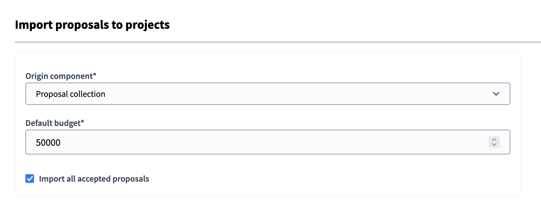 Importer des propositions dans les projets