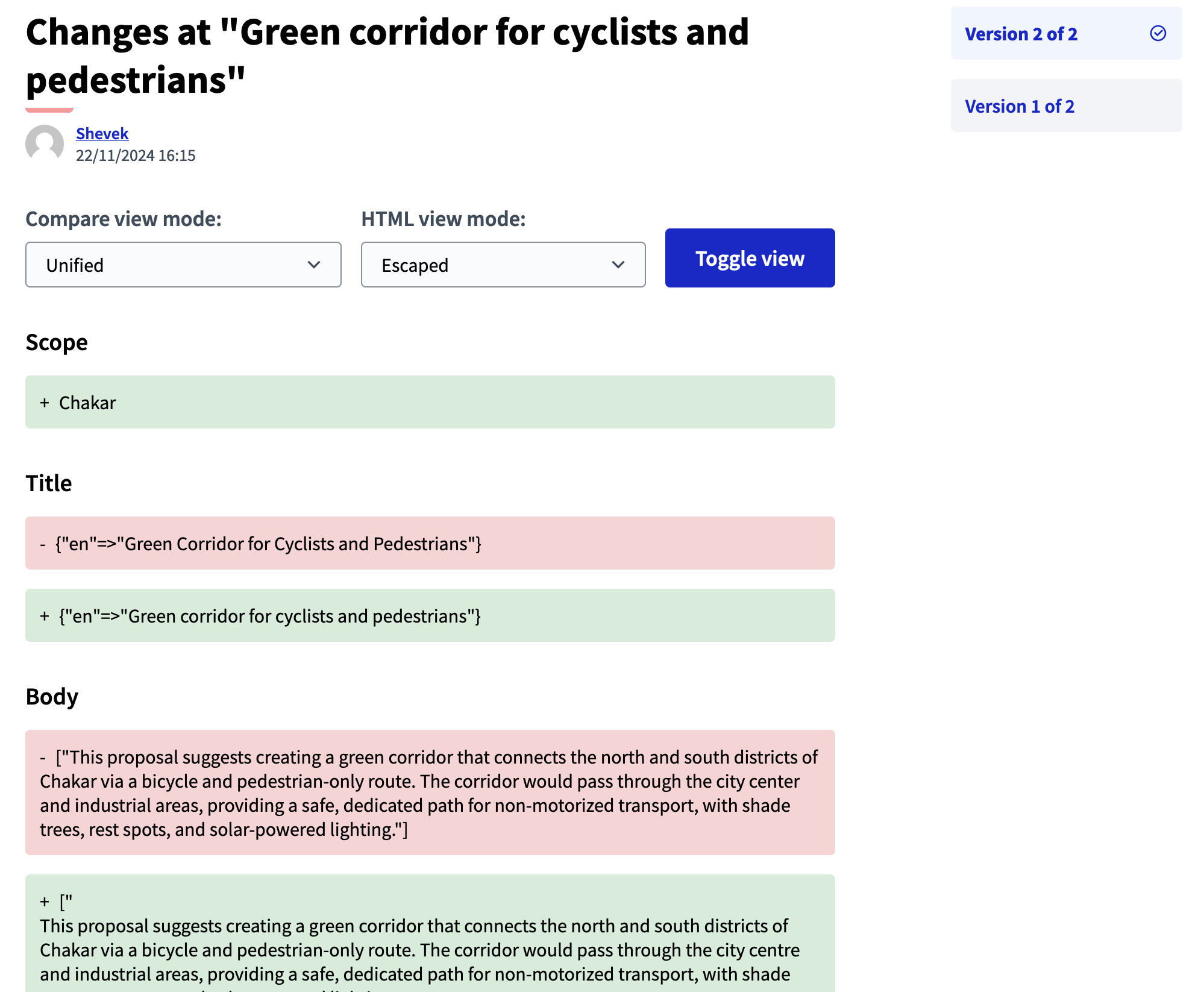 Vue échappée unifiée