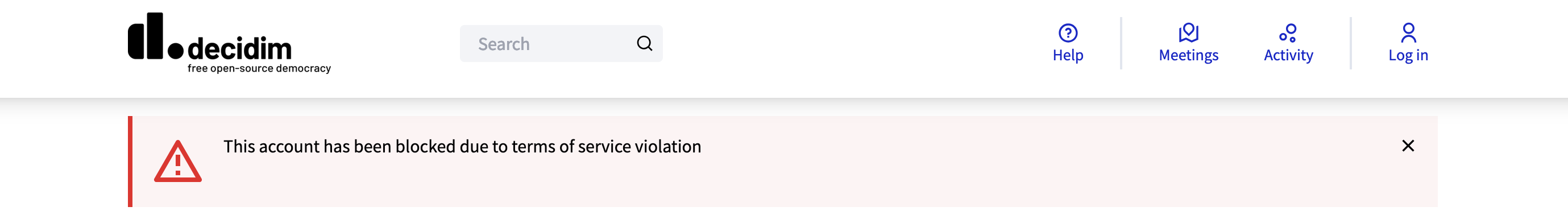 Message affiché à l’utilisateur bloqué